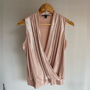 I.N.C. International Concepts pink deep plunge sleeveless shirt size small